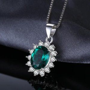 💚 1.7ct Emerald Pendant - 925 Sterling Silver